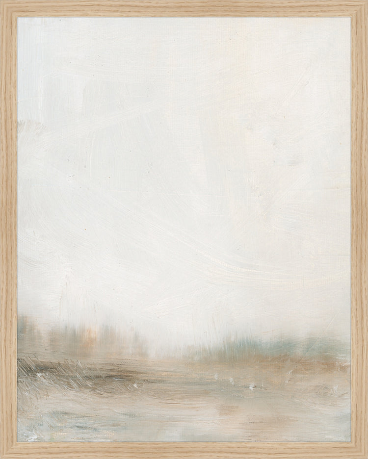 Framed Hazy Landscape. Frame: Natural Oak. Paper: Rag Paper. Art Size: 19x15. Final Size: 20'' X 16''