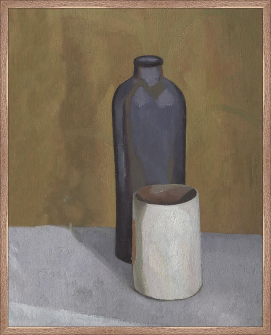 Framed Still Life Vases. Frame: Natural Walnut. Paper: Rag Paper. Art Size: 30x24. Final Size: 31'' X 25''