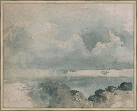 Framed Watercolor Cloud Study. Frame: Traditional Silver. Paper: Rag Paper. Art Size: 24x30. Final Size: 25'' X 31''