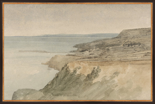 Framed Cliff. Frame: Traditional Black and Gold. Paper: Rag Paper. Art Size: 19x29. Final Size: 20'' X 30''