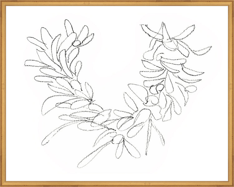 Framed Wreath Sketch. Frame: Traditional Gold. Paper: Rag Paper. Art Size: 23x29. Final Size: 24'' X 30''