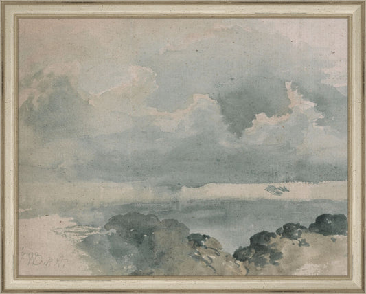 Framed Watercolor Cloud Study. Frame: Traditional Silver. Paper: Rag Paper. Art Size: 11x14. Final Size: 12'' X 15''