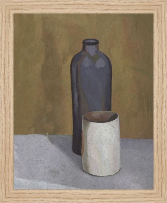 Framed Still Life Vases. Frame: Natural Oak. Paper: Rag Paper. Art Size: 10x8. Final Size: 11'' X 9''