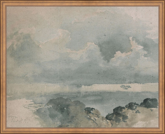 Framed Watercolor Cloud Study. Frame: Timeless Bronze. Paper: Rag Paper. Art Size: 16x20. Final Size: 17'' X 21''