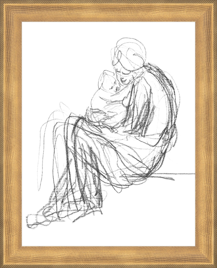 Framed Motherhood. Frame: Timeless Gold. Paper: Rag Paper. Art Size: 9x7. Final Size: 10'' X 8''