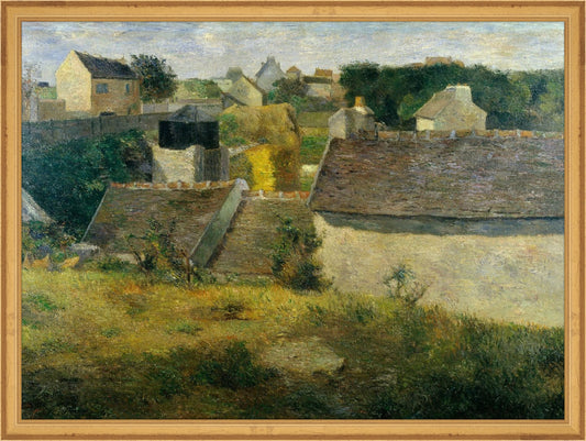 Framed Parisian Houses. Frame: Traditional Gold. Paper: Smooth Paper. Art Size: 14x19. Final Size: 15'' X 20''