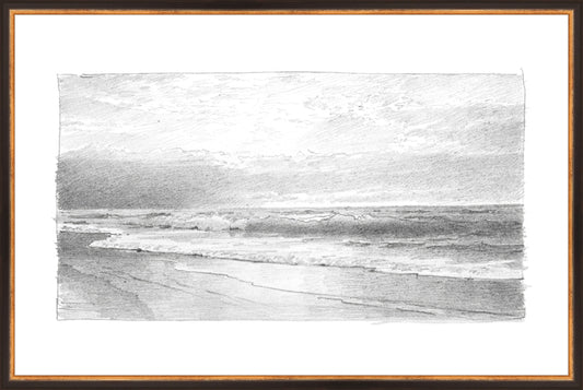 Framed Seascape 2. Frame: Traditional Black and Gold. Paper: Rag Paper. Art Size: 19x29. Final Size: 20'' X 30''