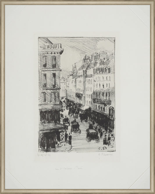 Framed Paris Streets. Frame: Traditional Silver. Paper: Rag Paper. Art Size: 29x23. Final Size: 30'' X 24''