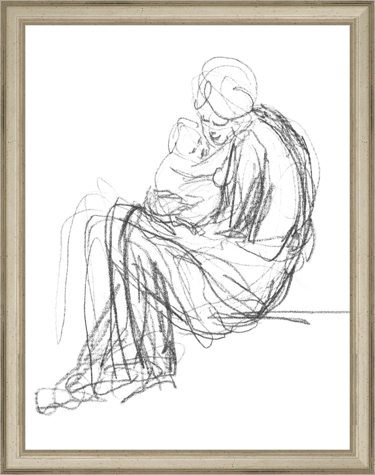 Framed Motherhood. Frame: Traditional Silver. Paper: Rag Paper. Art Size: 13x10. Final Size: 14'' X 11''
