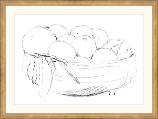 Uploaded Art:Bowl of Oranges jpg.jpg. Frame: Timeless Gold. Paper: Rag Paper. Art Size: 14x20. Final Size: 18'' X 24''