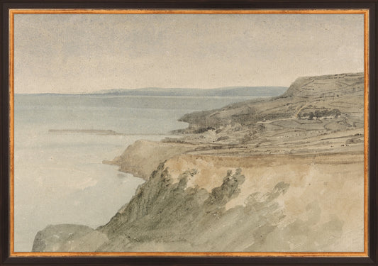 Framed Cliff. Frame: Traditional Black and Gold. Paper: Rag Paper. Art Size: 13x19. Final Size: 14'' X 20''