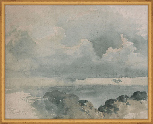 Framed Watercolor Cloud Study. Frame: Traditional Gold. Paper: Rag Paper. Art Size: 16x20. Final Size: 17'' X 21''