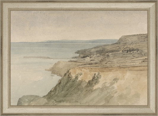 Framed Cliff. Frame: Traditional Silver. Paper: Rag Paper. Art Size: 7x10. Final Size: 8'' X 11''