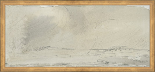 Framed Watercolor Landscape Study II. Frame: Timeless Gold. Paper: Rag Paper. Art Size: 10x23. Final Size: 11'' X 24''