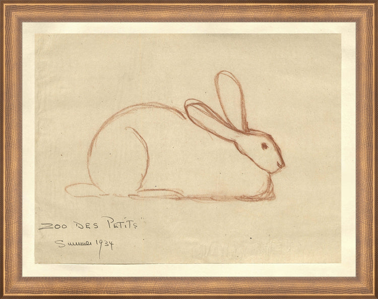 Framed Bunny. Frame: Timeless Bronze. Paper: Rag Paper. Art Size: 10x13. Final Size: 11'' X 14''