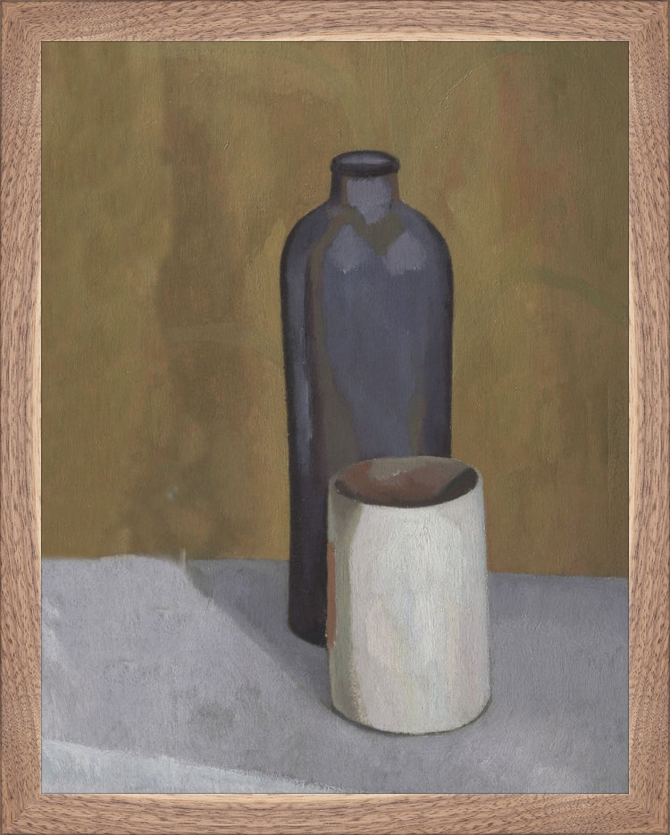 Framed Still Life Vases. Frame: Natural Walnut. Paper: Rag Paper. Art Size: 14x11. Final Size: 15'' X 12''