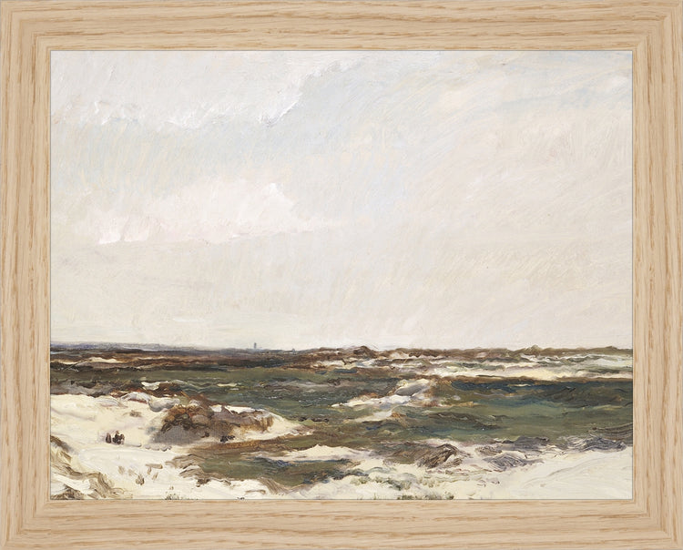 Framed Calais Dunes. Frame: Natural Oak. Paper: Rag Paper. Art Size: 7x9. Final Size: 8'' X 10''