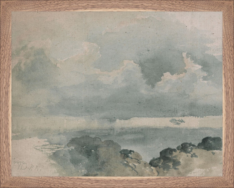 Framed Watercolor Cloud Study. Frame: Natural Walnut. Paper: Rag Paper. Art Size: 11x14. Final Size: 12'' X 15''