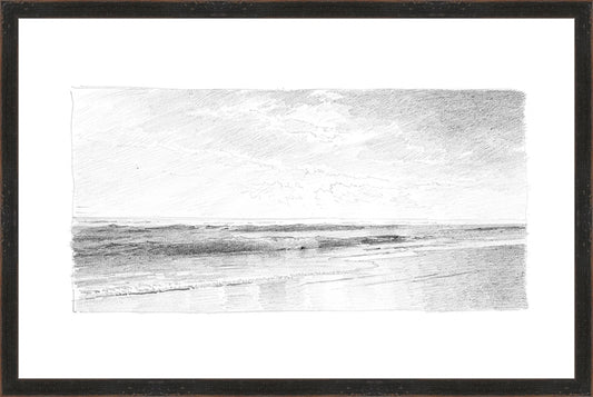 Framed Seascape 6. Frame: Distressed Black. Paper: Rag Paper. Art Size: 15x23. Final Size: 16'' X 24''