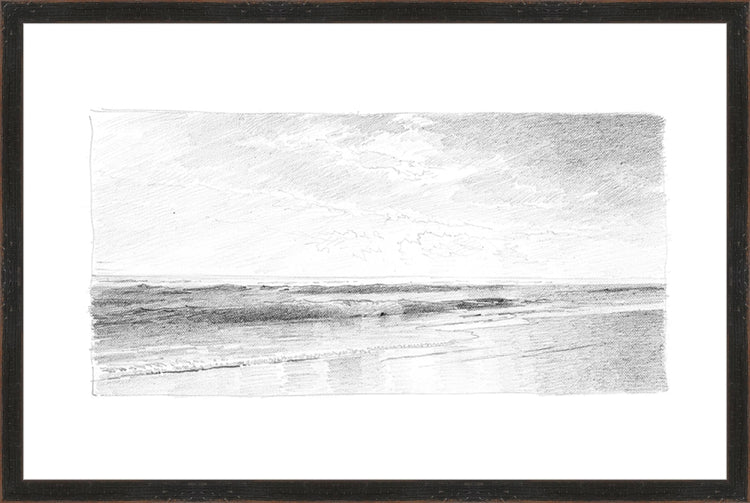 Framed Seascape 6. Frame: Distressed Black. Paper: Rag Paper. Art Size: 15x23. Final Size: 16'' X 24''