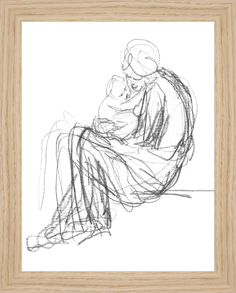 Framed Motherhood. Frame: Natural Oak. Paper: Rag Paper. Art Size: 9x7. Final Size: 10'' X 8''