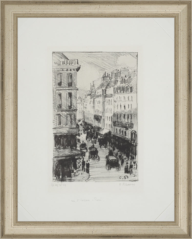 Framed Paris Streets. Frame: Traditional Silver. Paper: Rag Paper. Art Size: 9x7. Final Size: 10'' X 8''