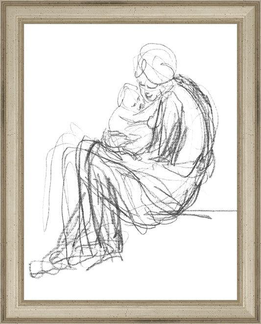 Framed Motherhood. Frame: Traditional Silver. Paper: Rag Paper. Art Size: 9x7. Final Size: 10'' X 8''