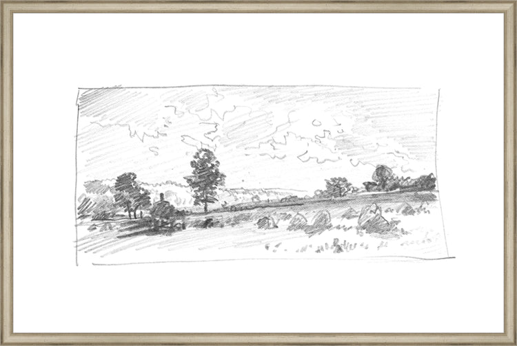 Framed Charcoal Trees 2. Frame: Traditional Silver. Paper: Rag Paper. Art Size: 19x29. Final Size: 20'' X 30''