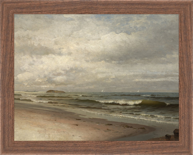 Framed Moody Seascape. Frame: Dark Walnut. Paper: Rag Paper. Art Size: 7x9. Final Size: 8'' X 10''