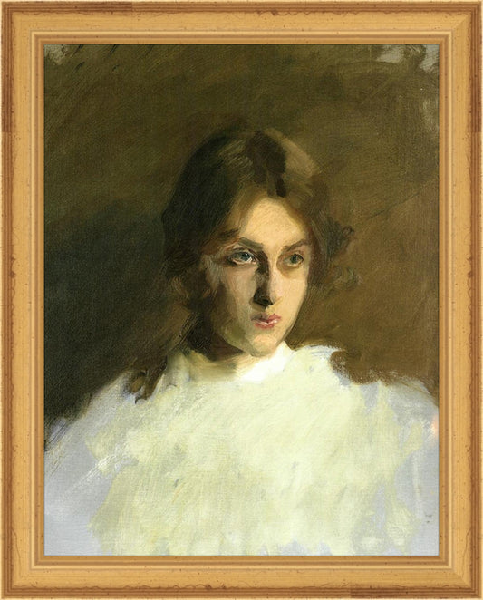 Framed Portrait VI. Frame: Traditional Gold. Paper: Rag Paper. Art Size: 9x7. Final Size: 10'' X 8''