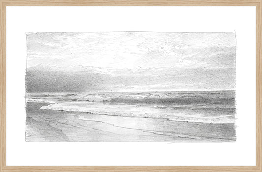 Framed Seascape 2. Frame: Natural Oak. Paper: Smooth Paper. Art Size: 20x31. Final Size: 21'' X 32''