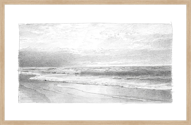 Framed Seascape 2. Frame: Natural Oak. Paper: Smooth Paper. Art Size: 20x31. Final Size: 21'' X 32''