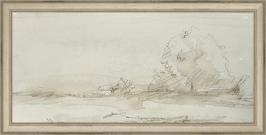Framed Watercolor Landscape Study III. Frame: Traditional Silver. Paper: Rag Paper. Art Size: 7x15. Final Size: 8'' X 16''