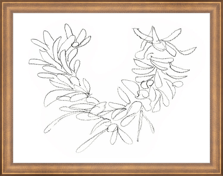 Framed Wreath Sketch. Frame: Timeless Bronze. Paper: Rag Paper. Art Size: 10x13. Final Size: 11'' X 14''