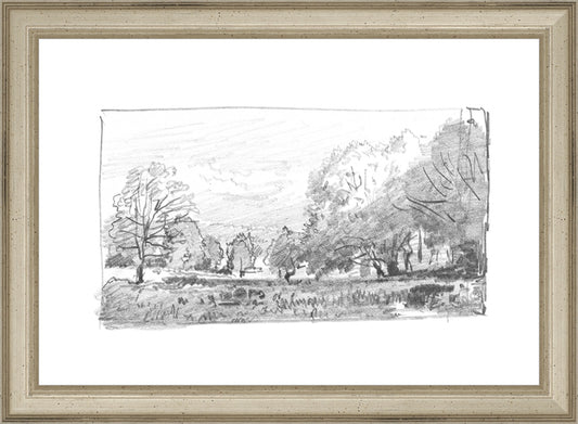 Framed Charcoal Trees 1. Frame: Traditional Silver. Paper: Rag Paper. Art Size: 7x10. Final Size: 8'' X 11''