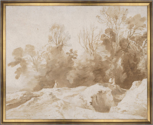 Trees Landscape In Sepia. Frame: Muted Gold. LG