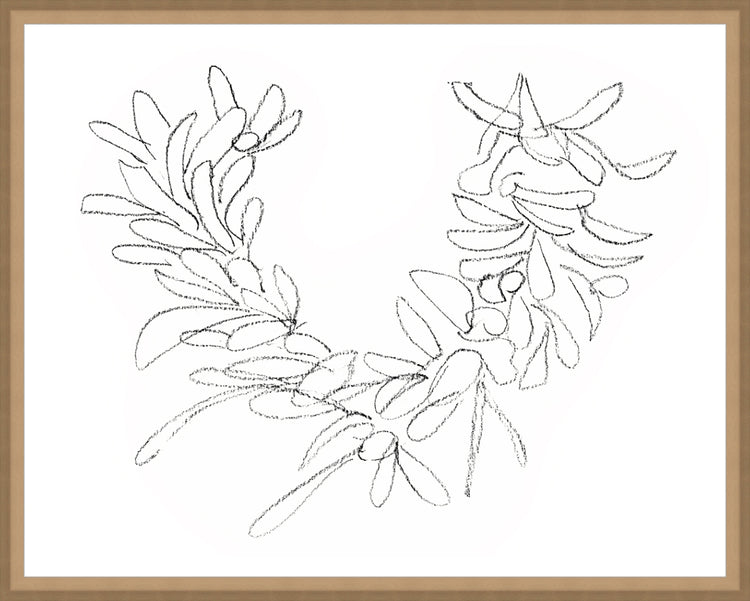 Framed Wreath Sketch. Frame: Bevel Sand. Paper: Rag Paper. Art Size: 15x19. Final Size: 16'' X 20''