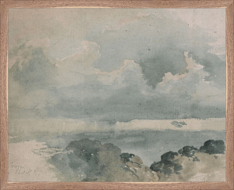 Framed Watercolor Cloud Study. Frame: Natural Walnut. Paper: Rag Paper. Art Size: 16x20. Final Size: 17'' X 21''
