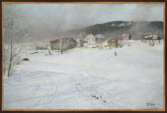 Framed Village. Frame: Traditional Black and Gold. Paper: Rag Paper. Art Size: 24x36. Final Size: 25'' X 37''