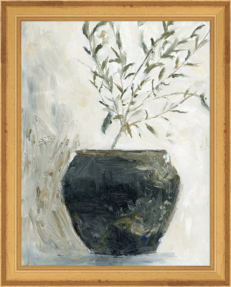 Framed Still Life Olive Tree. Frame: Traditional Gold. Paper: Rag Paper. Art Size: 9x7. Final Size: 10'' X 8''