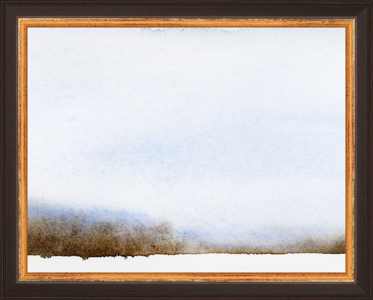 Framed Moody Winter. Frame: Traditional Black and Gold. Paper: Rag Paper. Art Size: 7x9. Final Size: 8'' X 10''
