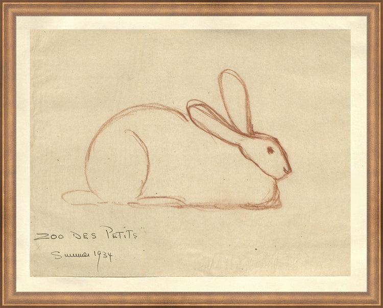 Framed Bunny. Frame: Timeless Bronze. Paper: Rag Paper. Art Size: 15x19. Final Size: 16'' X 20''