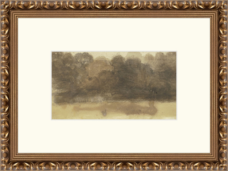 Framed Melancholy of Autumn. Frame: Gold Ornate. Paper: Rag Paper. Art Size: 5x9. Final Size: 12'' X 16''
