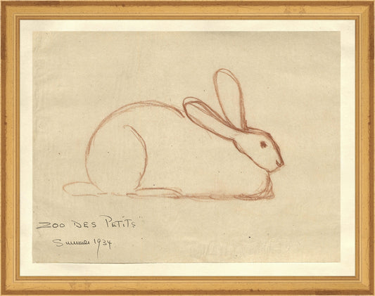 Framed Bunny. Frame: Traditional Gold. Paper: Rag Paper. Art Size: 10x13. Final Size: 11'' X 14''