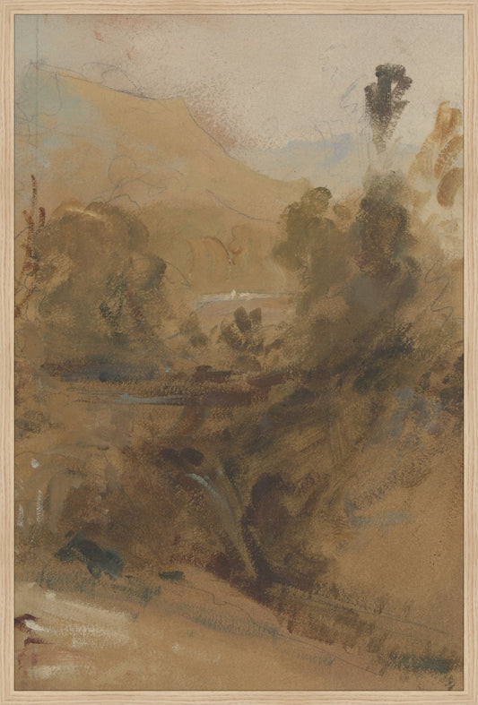 Framed Abstract Landscape II. Frame: Natural Oak. Paper: Rag Paper. Art Size: 36x24. Final Size: 37'' X 25''