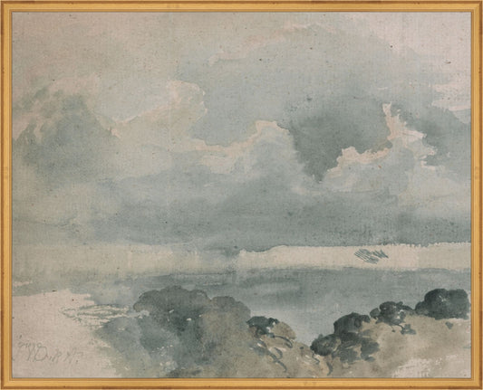 Framed Watercolor Cloud Study. Frame: Traditional Gold. Paper: Rag Paper. Art Size: 24x30. Final Size: 25'' X 31''