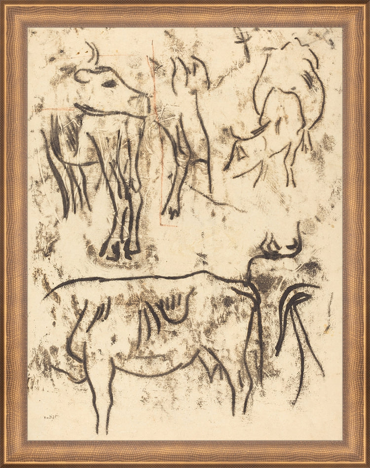 Framed Herd Study. Frame: Timeless Bronze. Paper: Rag Paper. Art Size: 13x10. Final Size: 14'' X 11''
